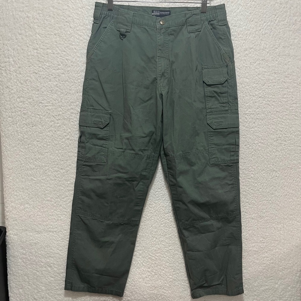 5.11 Tactical Series Mens Cargo Pants Style 74251 Green Cotton Size 34x30
